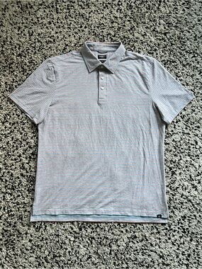 Faherty Reserve Movement Polo Shirt Horizon Line Stripe Soft Short Sleeve Large